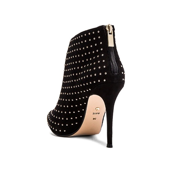 💄RAYE Tori Booties Black studded boots. size 38 7.5 Crystal Diamond Studs Suede - Picture 5 of 16